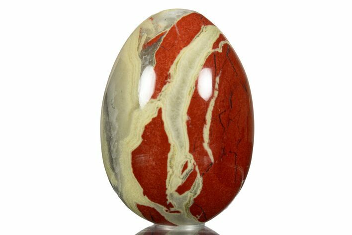 Polished Red Jasper Egg with Agate Pockets - South Africa #313493
